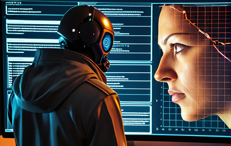 **Automated Cybersecurity Guardian:** A futuristic, digital watchdog vigilantly scanning a network for vulnerabilities. Highlight automated systems identifying and neutralizing threats. Emphasize a proactive, protective approach to IT security.