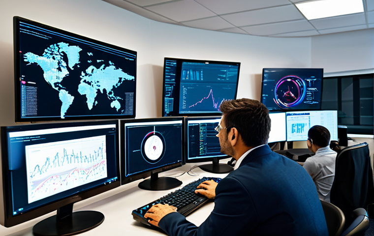 Proactive Cyber Defense in a Modern Office**
"A diverse team of cybersecurity professionals in a brightly lit, modern office, monitoring large screens displaying complex network diagrams and real-time threat analysis dashboards. Fully clothed in professional attire. The scene conveys alertness and proactive defense. Safe for work, appropriate content, perfect anatomy, correct proportions, natural pose, well-formed hands, proper finger count, natural body proportions, professional, family-friendly, modest."
**