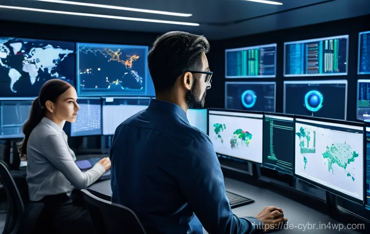 사이버 보안 자동화 도구와 운영 효율성 - **"An abstract and intelligent visualization of AI-powered cybersecurity. At the center, a luminous,... 사이버 보안 자동화 도구와 운영 효율성 - **"An abstract and intelligent visualization of AI-powered cybersecurity. At the center, a luminous,...