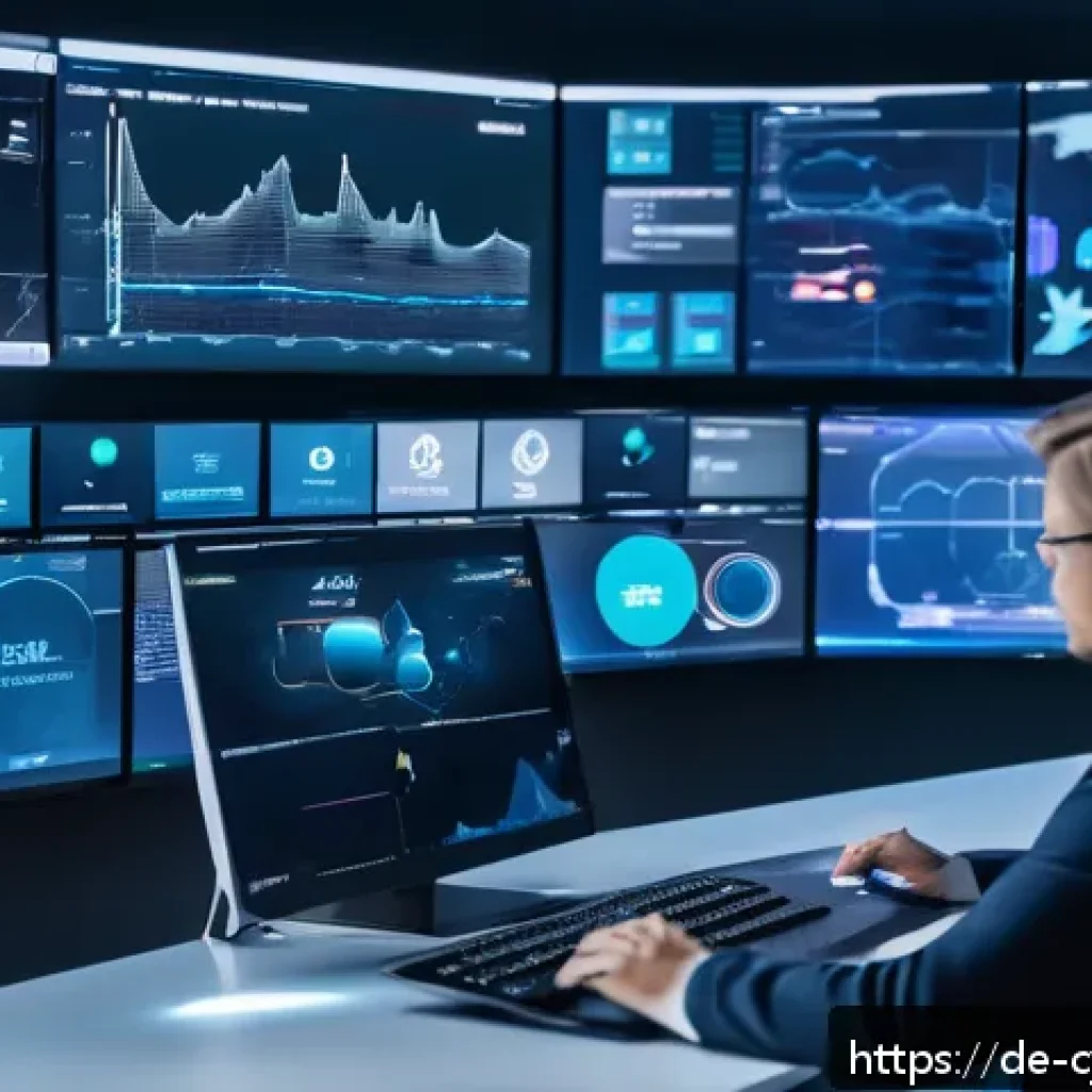 사이버 보안 자동화 도구와 컴플라이언스 - A futuristic control room with a diverse team of professionals monitoring multiple large screens dis...