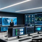 사이버 보안 자동화 도구의 중요성 - A high-tech cybersecurity operations center in a modern German corporate office, showing diverse IT ...