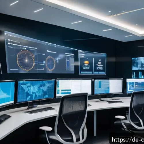 사이버 보안 자동화 도구의 평가 기준 - A modern cybersecurity operations center with a diverse team of professionals monitoring large digit...