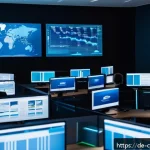 사이버 보안 자동화 도구와 보안 사고 대응 - A modern cybersecurity operations center with diverse professionals in business casual attire monito...